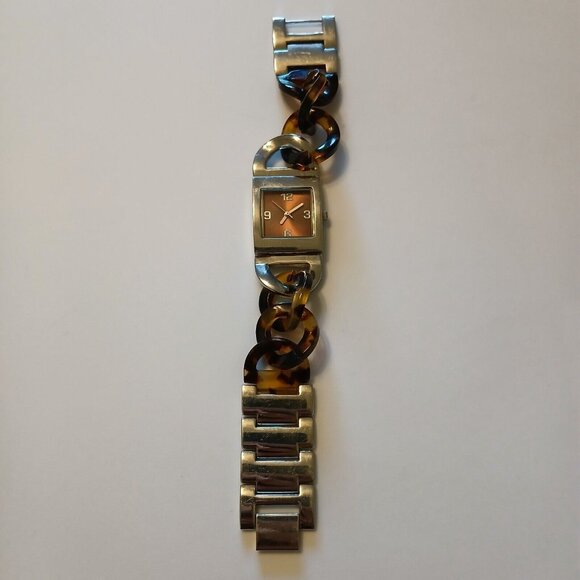 Vtg Merona Brown Tortoise Print Detail Link Elegant Bracelet Watch Japan Movt - Picture 1 of 8